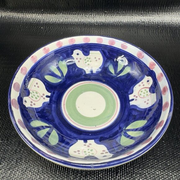 Necesito Mexico Hand Painted Bird Mexican Pottery Round Dish Bowl Artist Signed - Picture 10 of 14